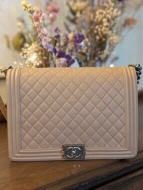 CHANEL‎ Quilted Boy Shoulder Bag in Beige